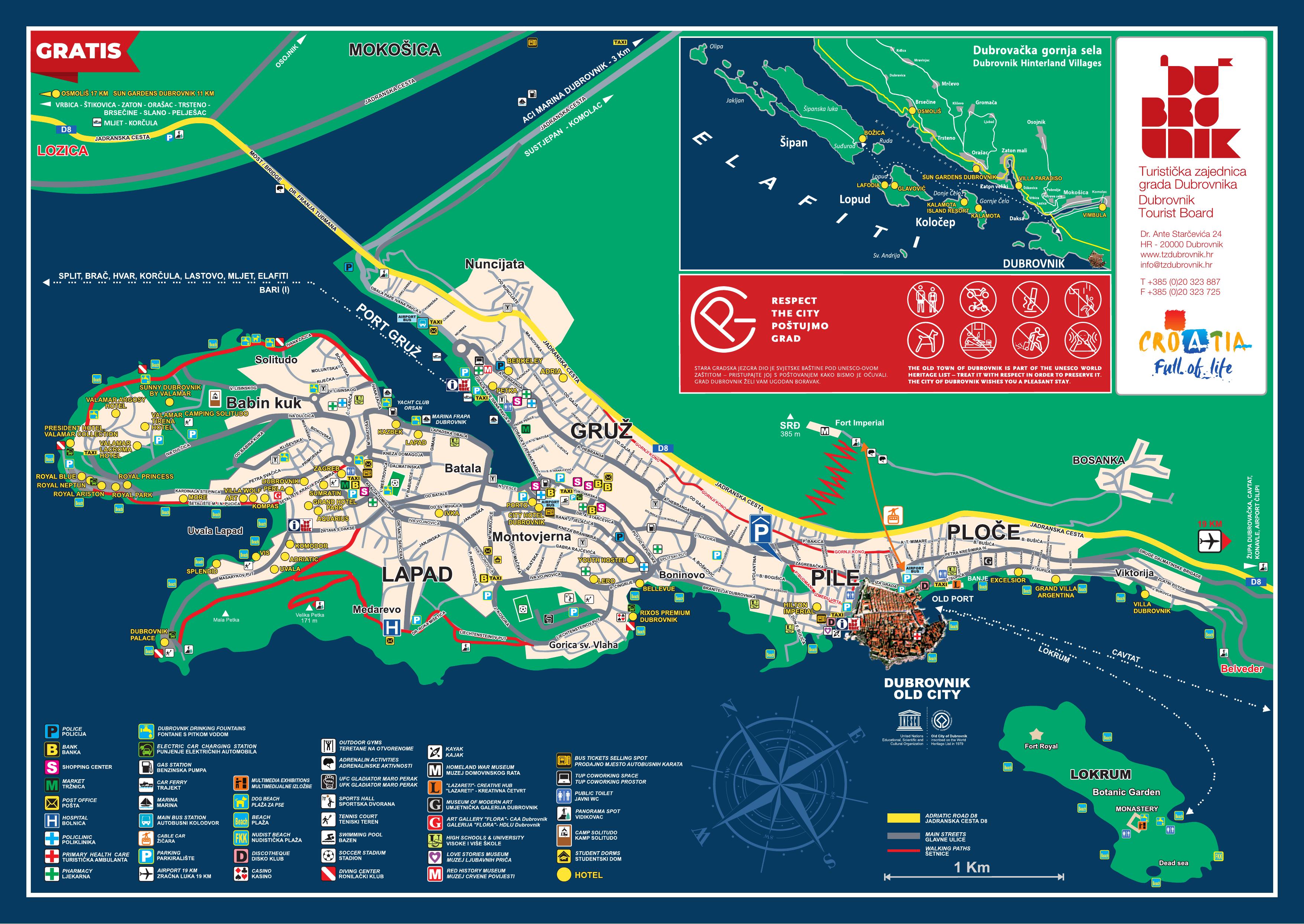 Dubrovnik city map 2026