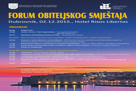 HGK Županijska komora Dubrovnik i TZ grada Dubrovnika organiziraju Forum obiteljskog smještaja u hotelu Rixos Libertas Dubrovnik