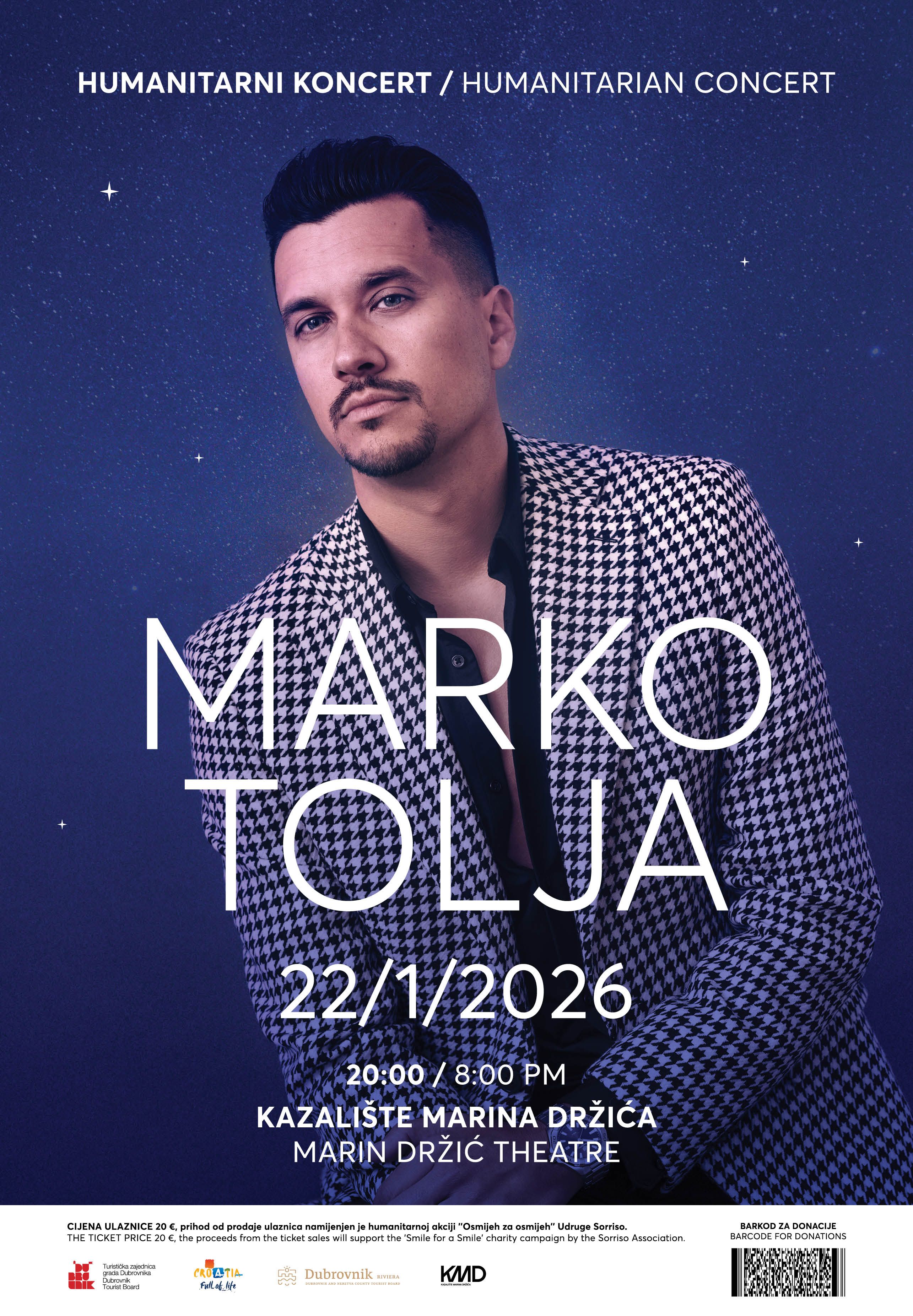 Humanitarni koncert Marka Tolje u Kazalištu Marina Držića